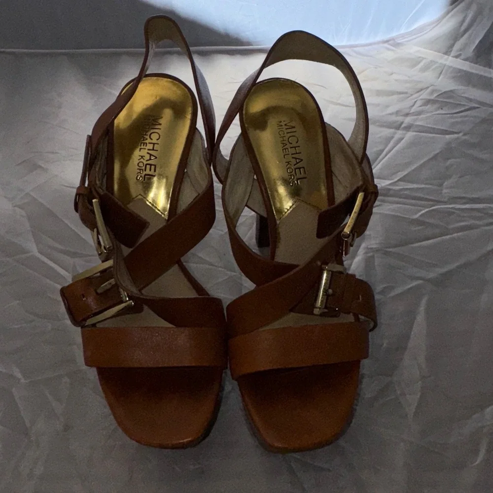 Michael Kors Strappy Wooden Heels Woman's Size 6 dress